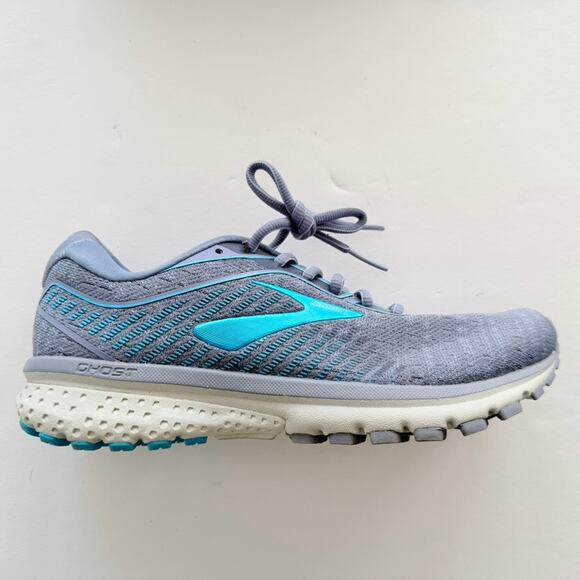 Brooks Ghost 12 Grey Blue Teal Size 8.5 Knit Run Gym Walk Comfort Worn 1X - Picture 2 of 7